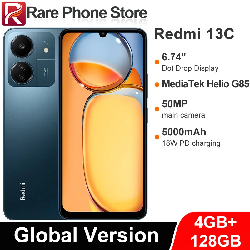 ۷ι  Redmi 13C 128GB MediaTek Helio G85 50MP + 8MP ī޶, 6.74 ġ Ʈ  ÷, 5000mAh ͸ NFC AI   